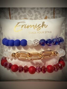 New ERIMISH Bracelets 3 pc Stack - Red, White & Blue